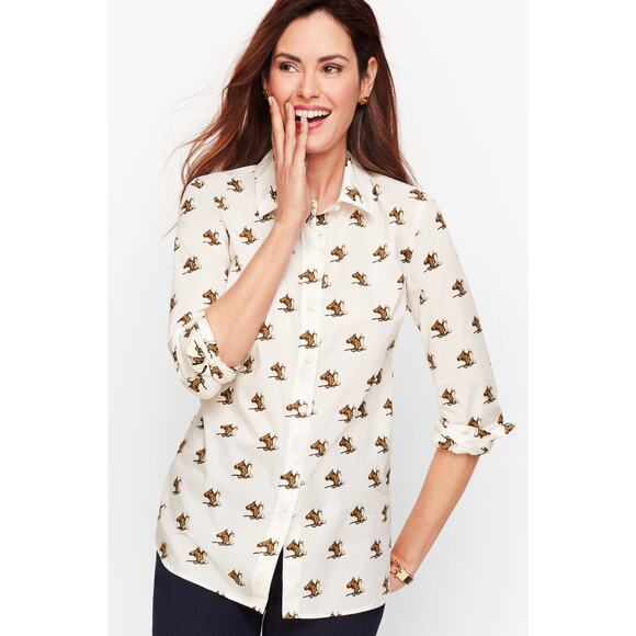 Talbots Classic Cotton Shirt Equestrian button up collar long sleeves horse XL - Picture 3 of 9